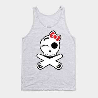 Winking Pinball Pirate with Bow Tank Top